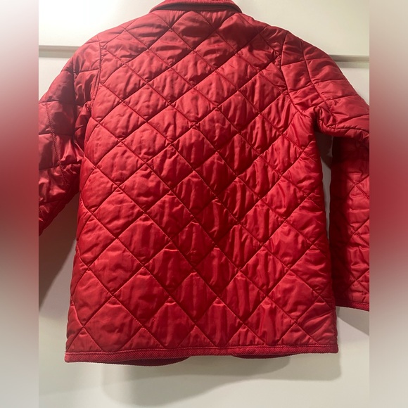 United Colors Of Benetton Red Quilted Kids Puffer Jacket corduroy details sz 7/8 - Picture 6 of 13